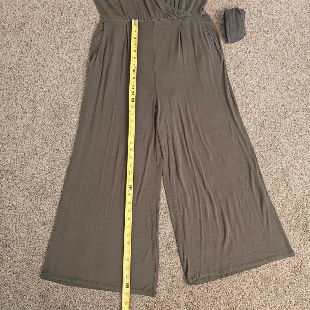 Anthropologie Moulinette Soeurs Olive Green Wide Leg Jumpsuit M  Stretch - Picture 10 of 13